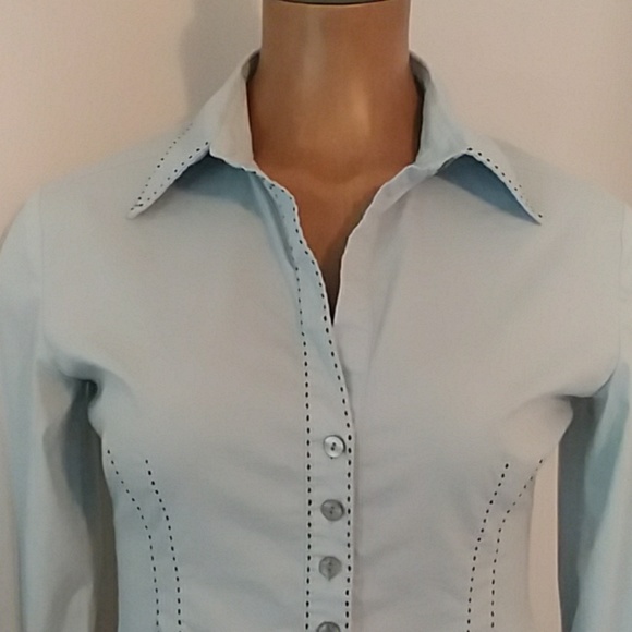 BCBGmaxazria Blue Button-Down shirt Small - Picture 2 of 7